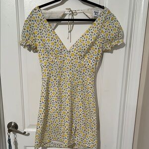 Princess Polly Lemon and Blue Leaf Dress